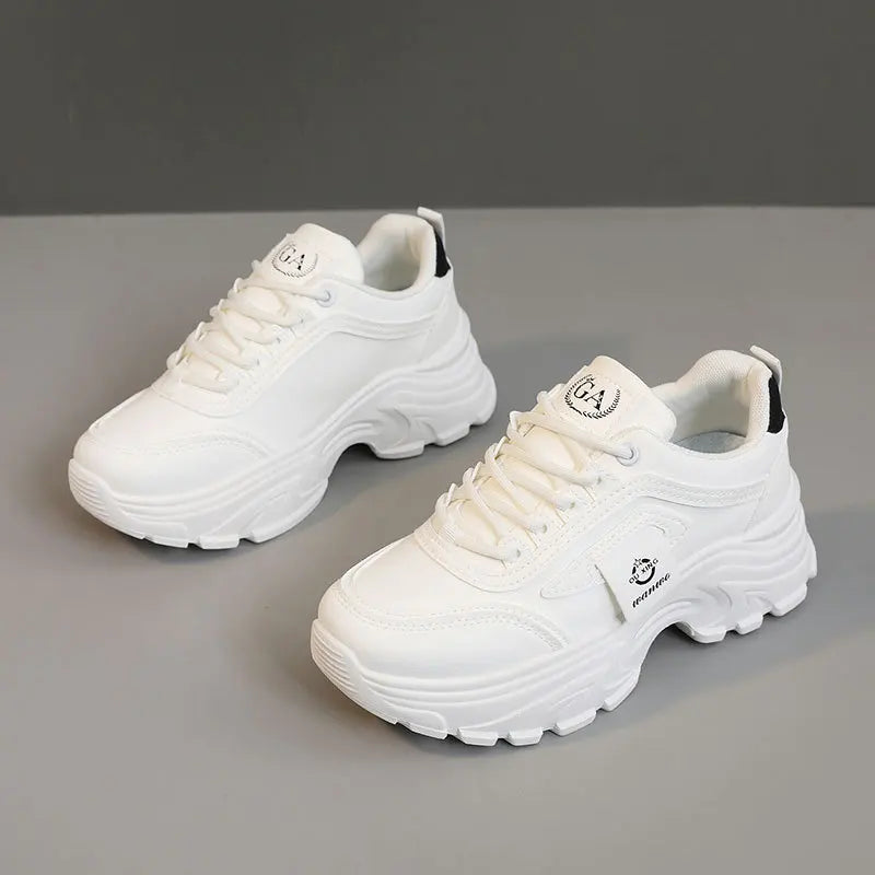 Leather Women Sneakers - Height Increasing Shoes | Designer Platform Casual Footwear - ZOOMNSTORE