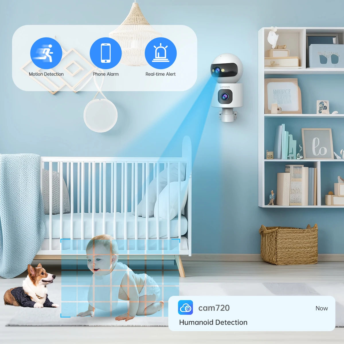 Lenovo 4K Dual Lens IP Camera - 5G WiFi Smart Home Auto Tracking Security Monitor - ZOOMNSTORE