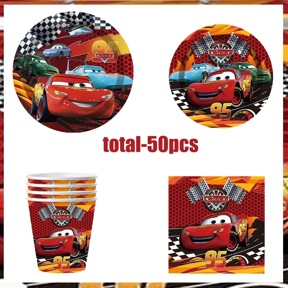 Lightning McQueen Party Supplies - Disposable Tableware Paper Plates for Kids Birthday Baby Shower - ZOOMNSTORE
