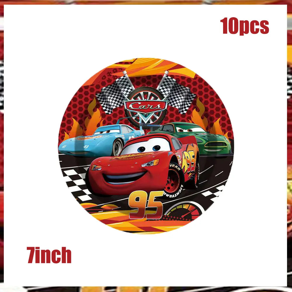 Lightning McQueen Party Supplies - Disposable Tableware Paper Plates for Kids Birthday Baby Shower - ZOOMNSTORE