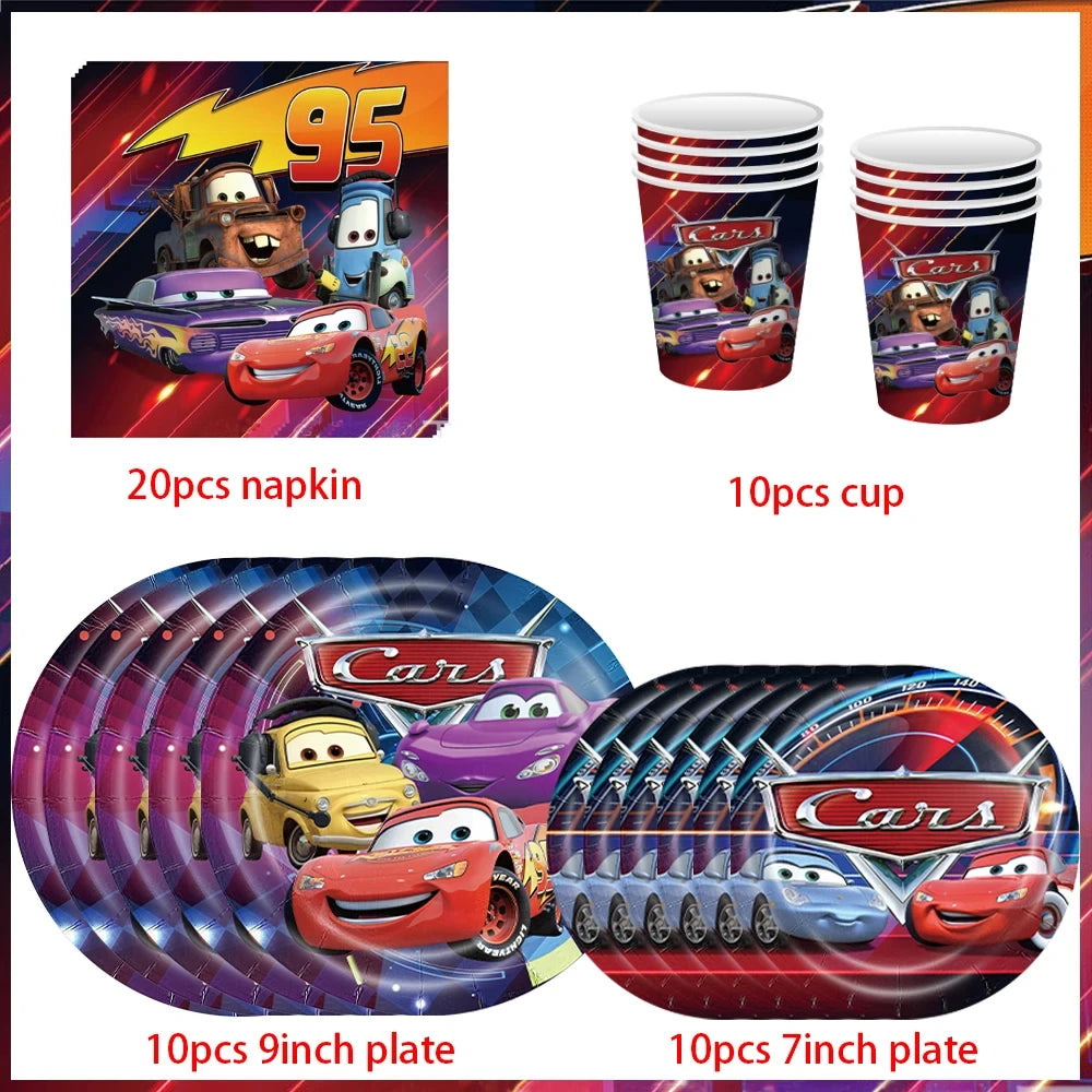 Lightning McQueen Party Supplies - Disposable Tableware Paper Plates for Kids Birthday Baby Shower - ZOOMNSTORE