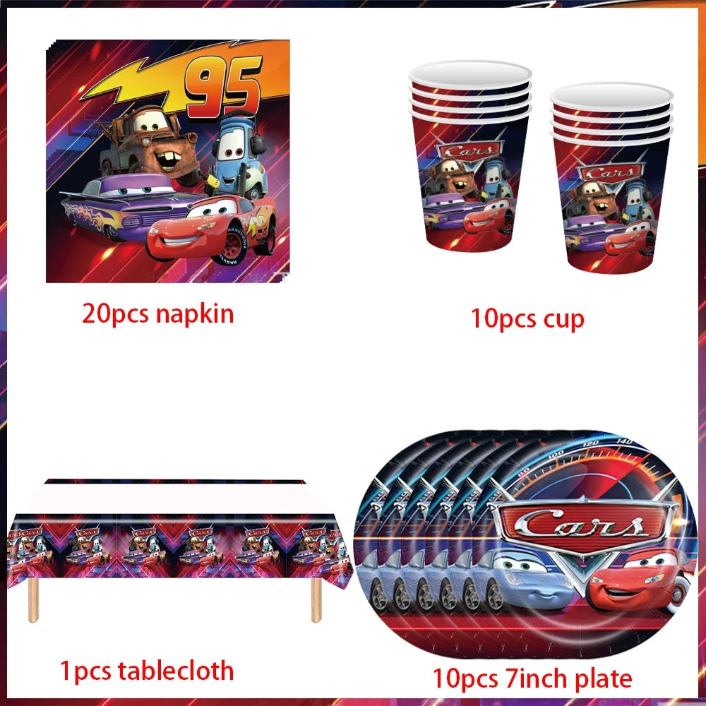Lightning McQueen Party Supplies - Disposable Tableware Paper Plates for Kids Birthday Baby Shower - ZOOMNSTORE