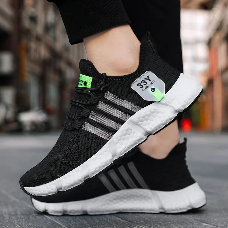Lightweight Breathable Mesh Mens Sneakers - Trendy Outdoor Walking Tennis Flats - ZOOMNSTORE
