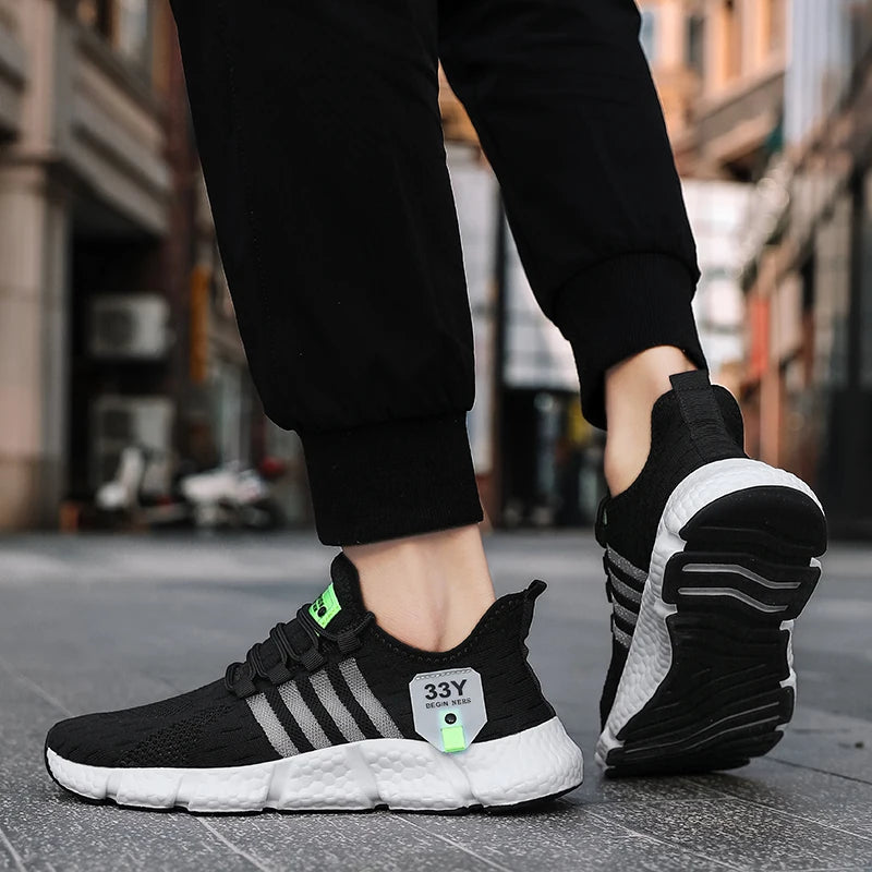 Lightweight Breathable Mesh Mens Sneakers - Trendy Outdoor Walking Tennis Flats - ZOOMNSTORE