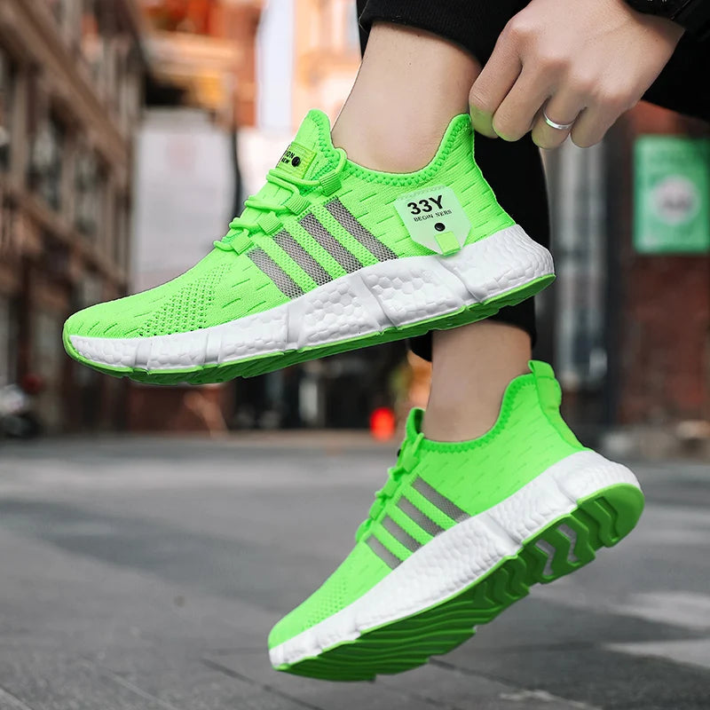 Lightweight Breathable Mesh Mens Sneakers - Trendy Outdoor Walking Tennis Flats - ZOOMNSTORE