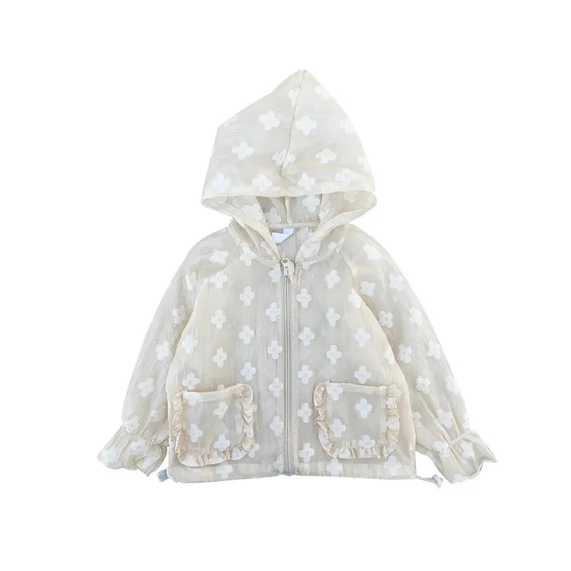 Lightweight Floral Kids Sun Suit - Hooded Zip Jacket for Girls 1-8 Years - ZOOMNSTORE