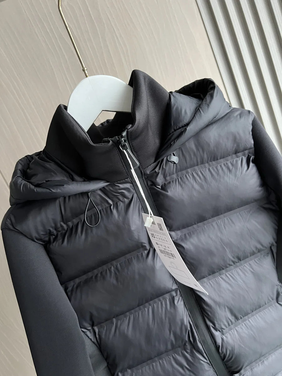 Lightweight Womens Down Jacket - Warm Hooded Sports Coat with Long Sleeves - ZOOMNSTORE