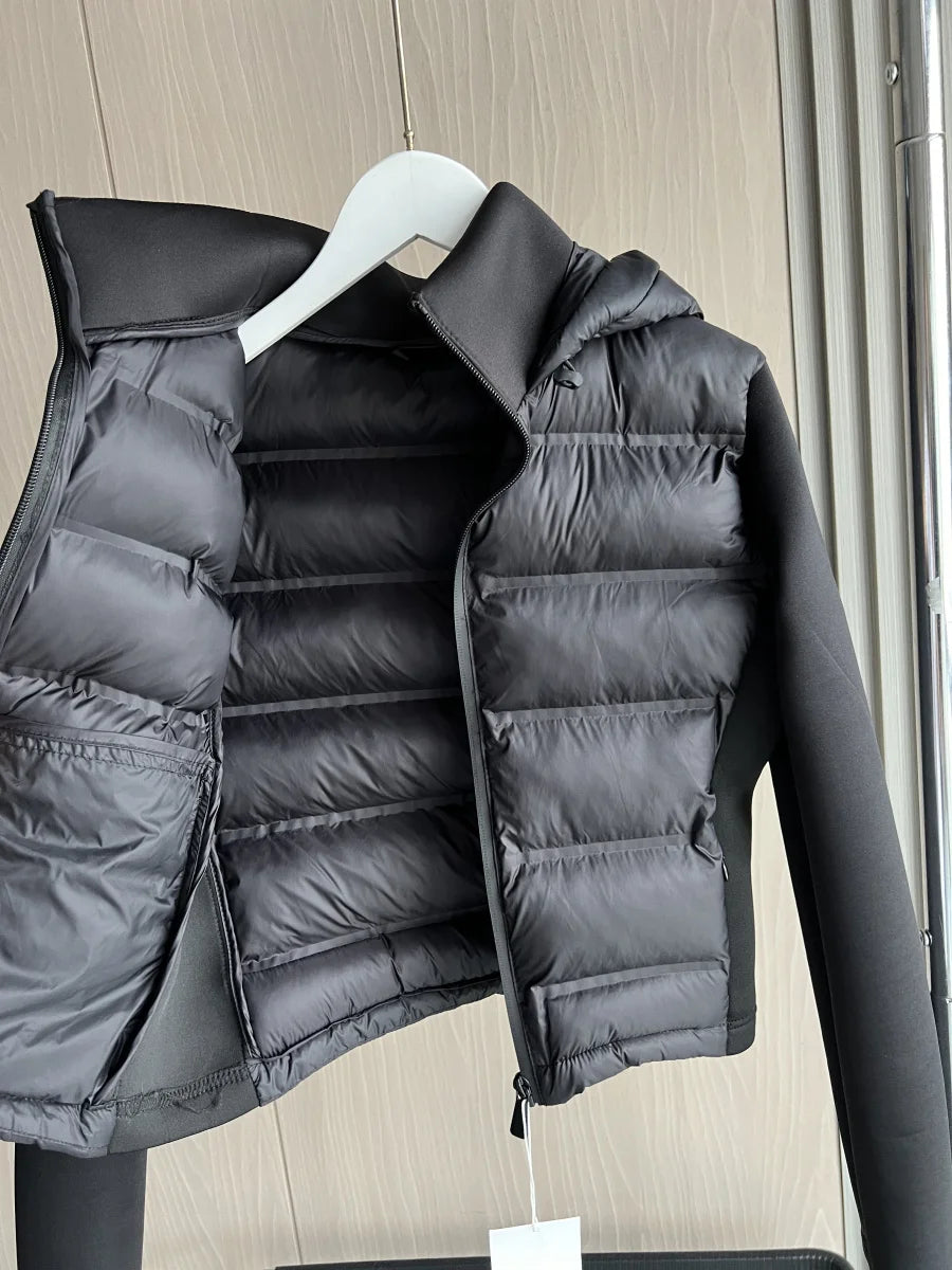 Lightweight Womens Down Jacket - Warm Hooded Sports Coat with Long Sleeves - ZOOMNSTORE