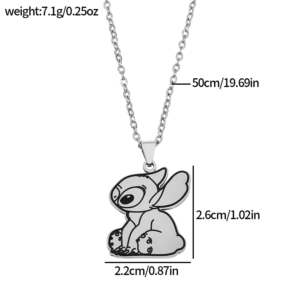 Lilo Stitch Heart Rhinestone Necklace - Anime Charm Pendant Jewelry Accessory - ZOOMNSTORE