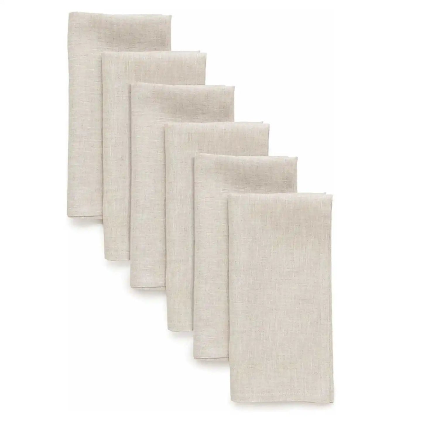 Linen Flax Cotton Dinner Napkins - Set of 12 Natural Fabric Wedding Napkins with Mitered Corners - ZOOMNSTORE