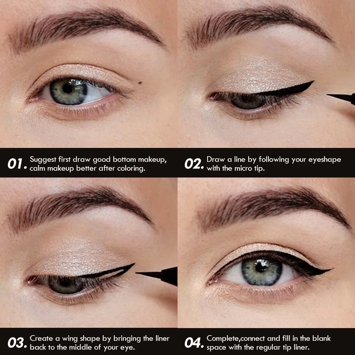 Liquid Eyeliner Pen - 5PCS Waterproof Black Fine Tip, Long Lasting Eye Makeup Set - ZOOMNSTORE
