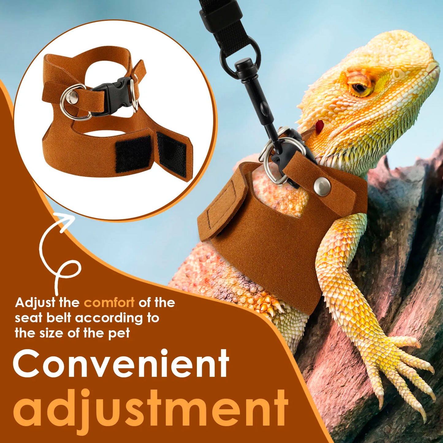 Lizard Harness Set - Adjustable Leash for Bearded Dragons Reptiles - ZOOMNSTORE