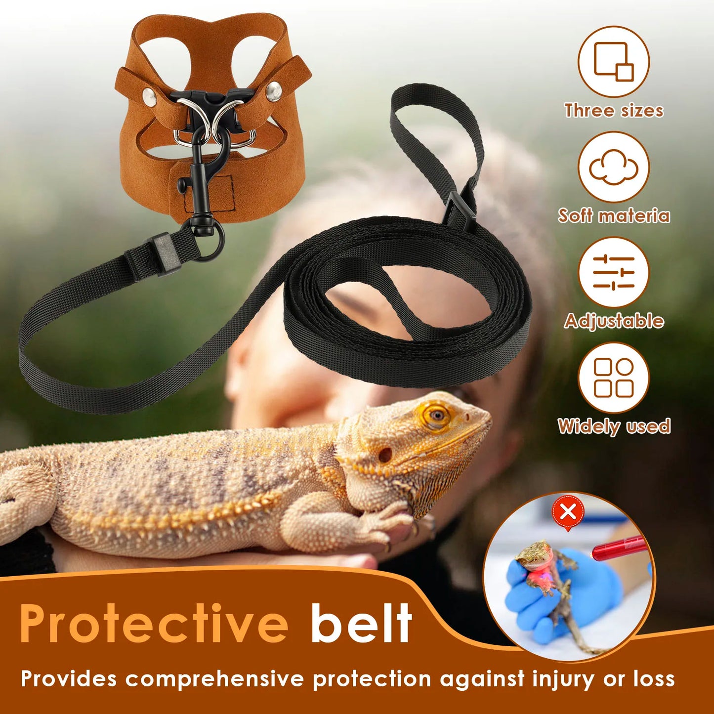 Lizard Harness Set - Adjustable Leash for Bearded Dragons Reptiles - ZOOMNSTORE
