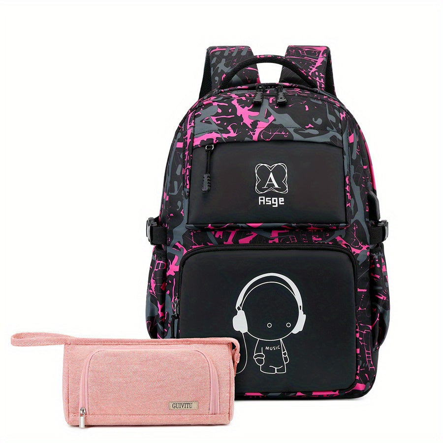 Luminous Camo Backpack Set - Boys Girls School Bags with Sling Bag - ZOOMNSTORE