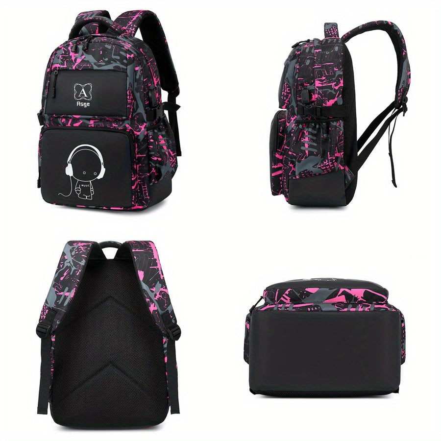 Luminous Camo Backpack Set - Boys Girls School Bags with Sling Bag - ZOOMNSTORE