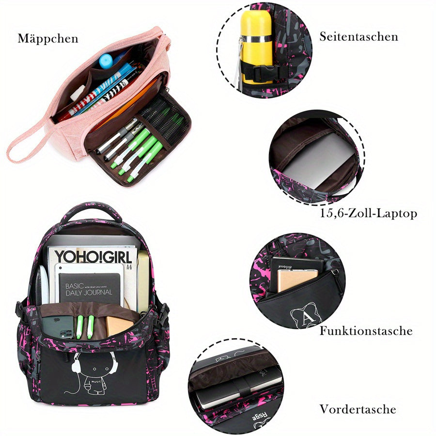 Luminous Camo Backpack Set - Boys Girls School Bags with Sling Bag - ZOOMNSTORE