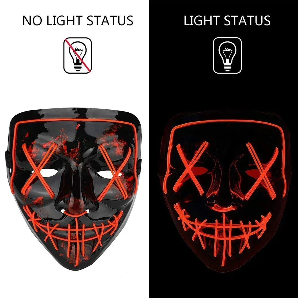 Luminous LED Ghost Face Mask - Colorful Party Nightclub Accessory - ZOOMNSTORE