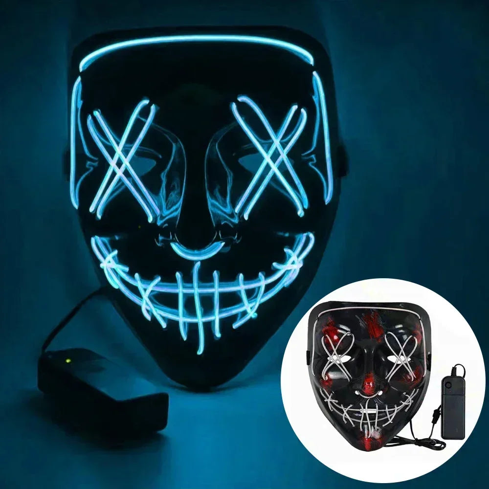 Luminous LED Ghost Face Mask - Colorful Party Nightclub Accessory - ZOOMNSTORE