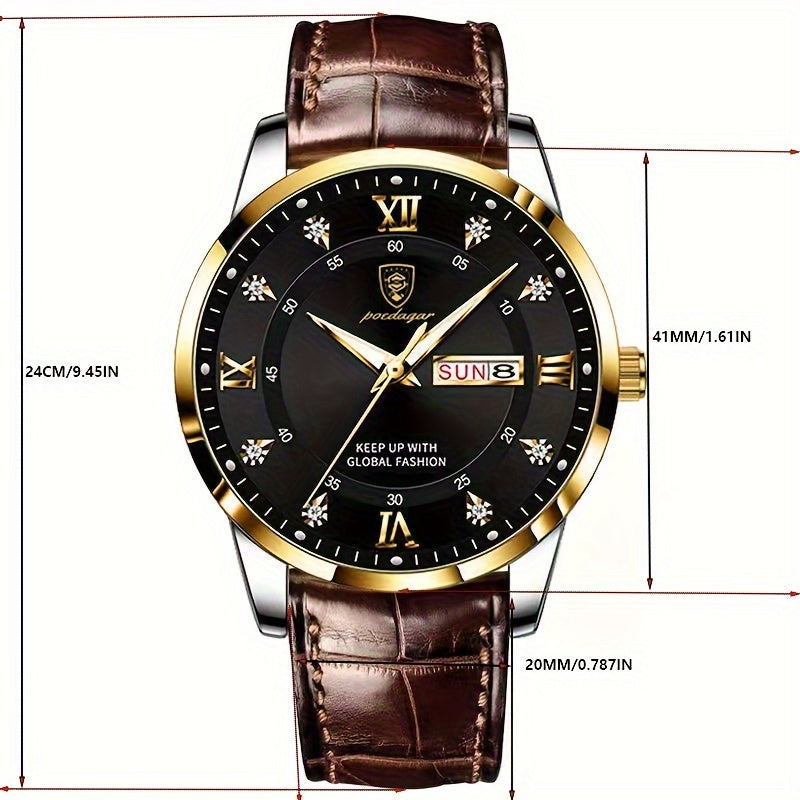 Luminous Waterproof Quartz Watch - Trendy Mens Calendar Watch for Students - ZOOMNSTORE