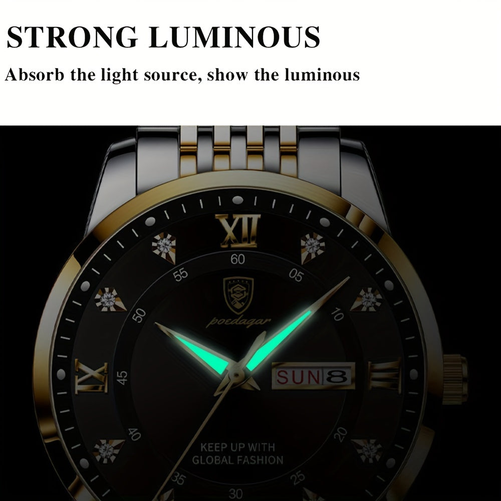 Luminous Waterproof Quartz Watch - Trendy Mens Calendar Watch for Students - ZOOMNSTORE