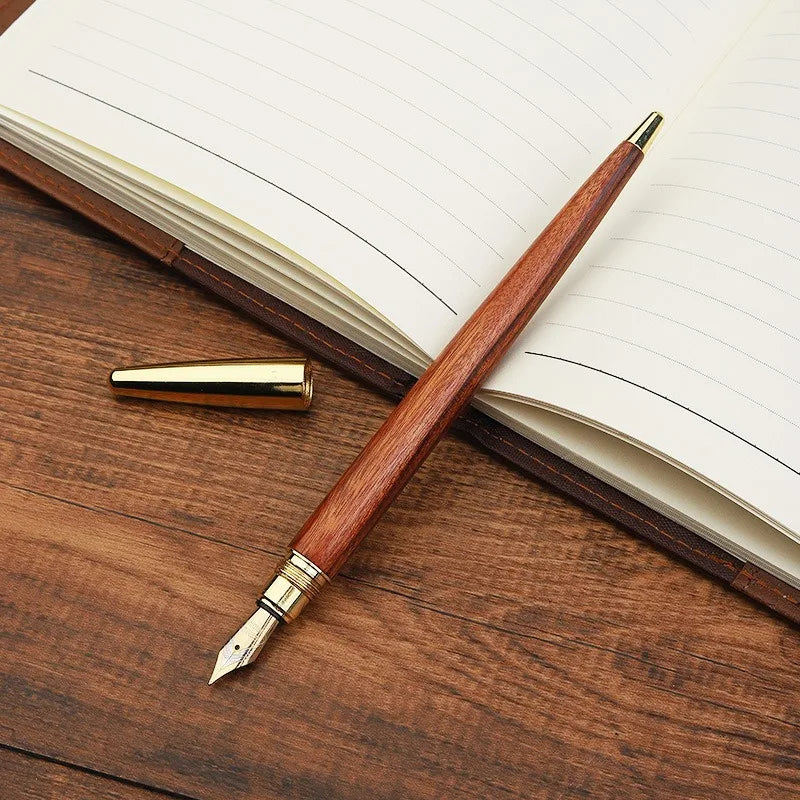 Luxury Fountain Pen - Elegant Wooden Brass Ink Pen for Calligraphy and Signature Writing - ZOOMNSTORE