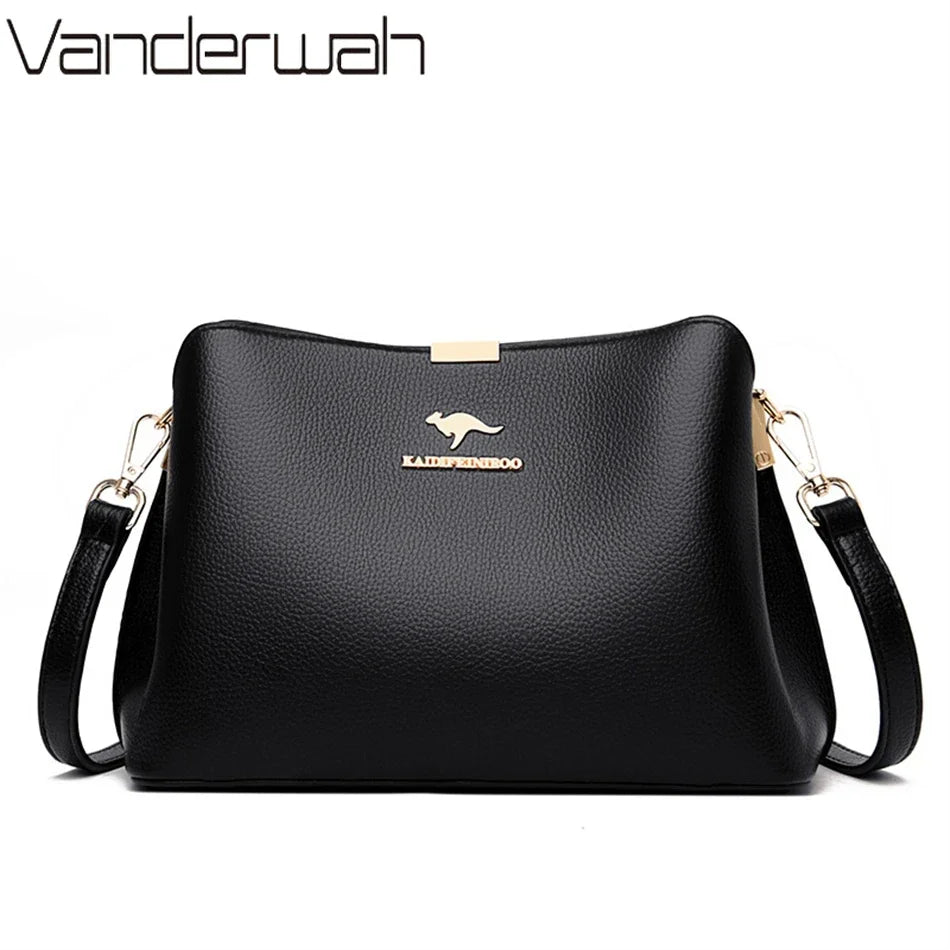 Luxury Leather Womens Handbag - Multifunctional Shoulder Messenger Bag - ZOOMNSTORE