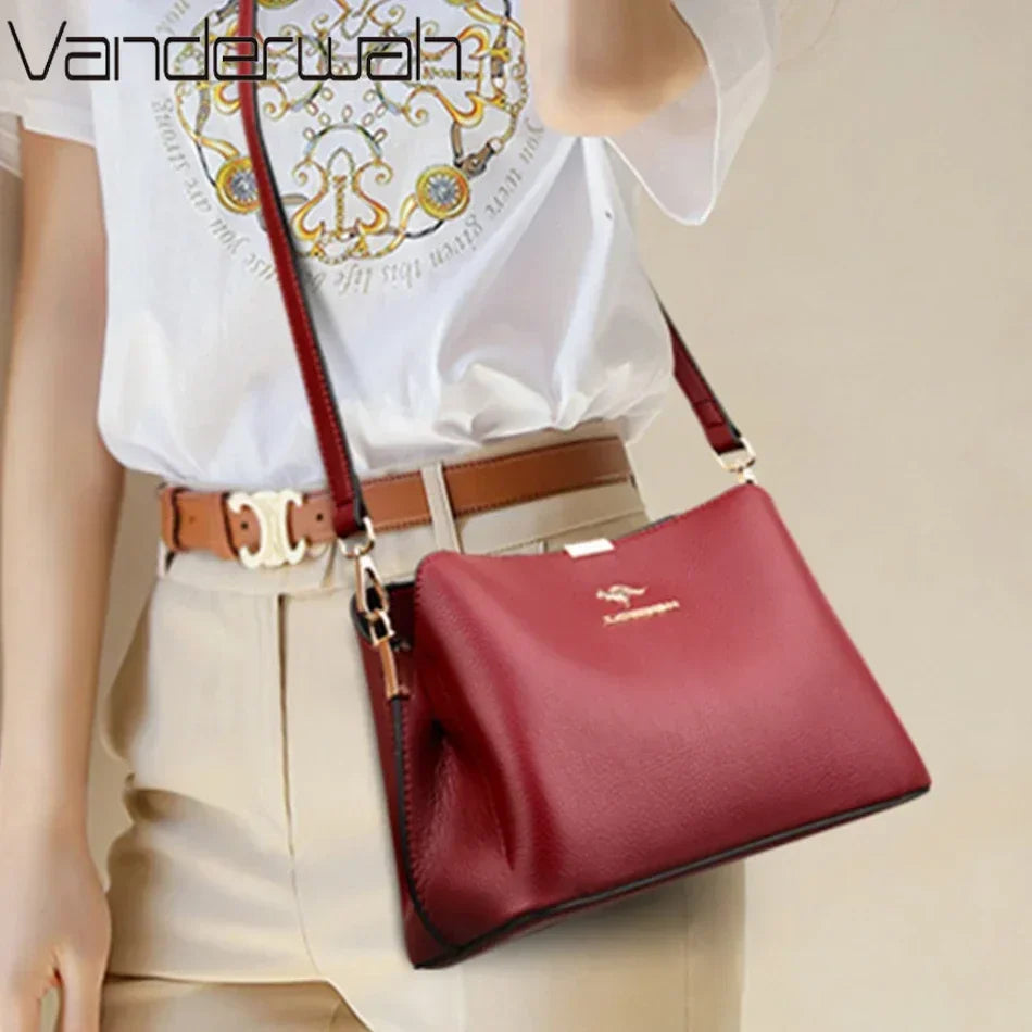 Luxury Leather Womens Handbag - Multifunctional Shoulder Messenger Bag - ZOOMNSTORE