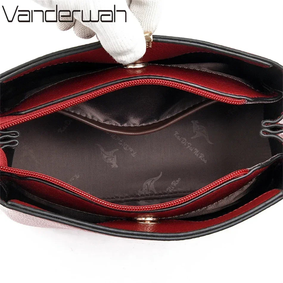 Luxury Leather Womens Handbag - Multifunctional Shoulder Messenger Bag - ZOOMNSTORE