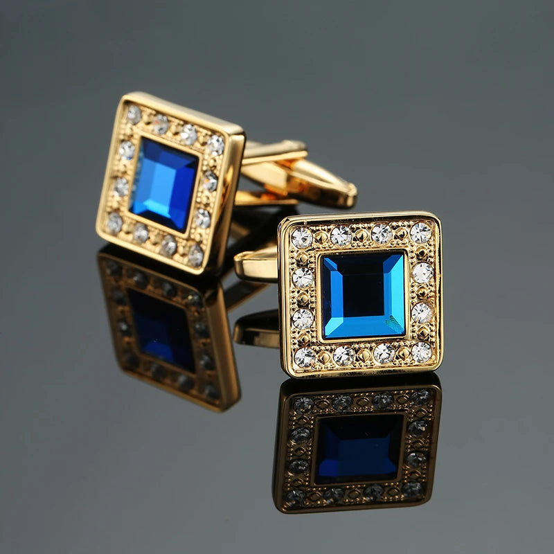 Luxury Mens Cufflinks - Round Crystal Zircon Cats Eye Stone Suit Accessories - ZOOMNSTORE