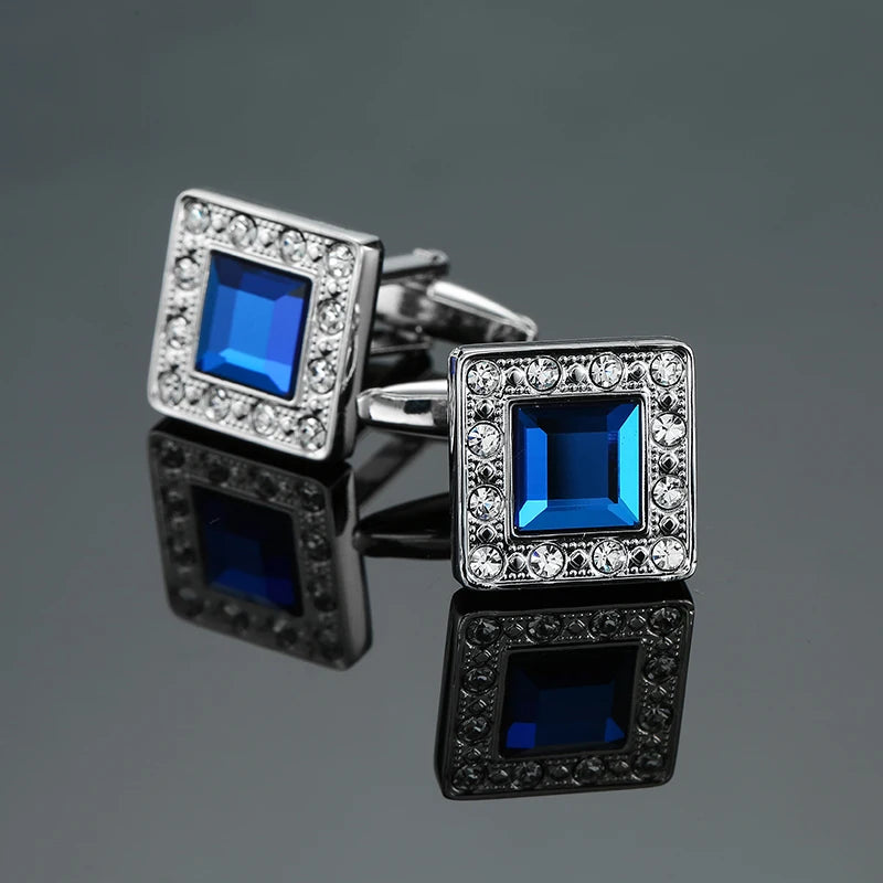 Luxury Mens Cufflinks - Round Crystal Zircon Cats Eye Stone Suit Accessories - ZOOMNSTORE