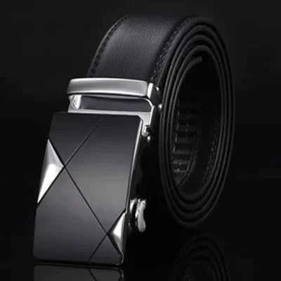 Luxury Mens Plus Size Designer Belt - High Quality PU Leather with Automatic Metal Buckle 130-170cm - ZOOMNSTORE