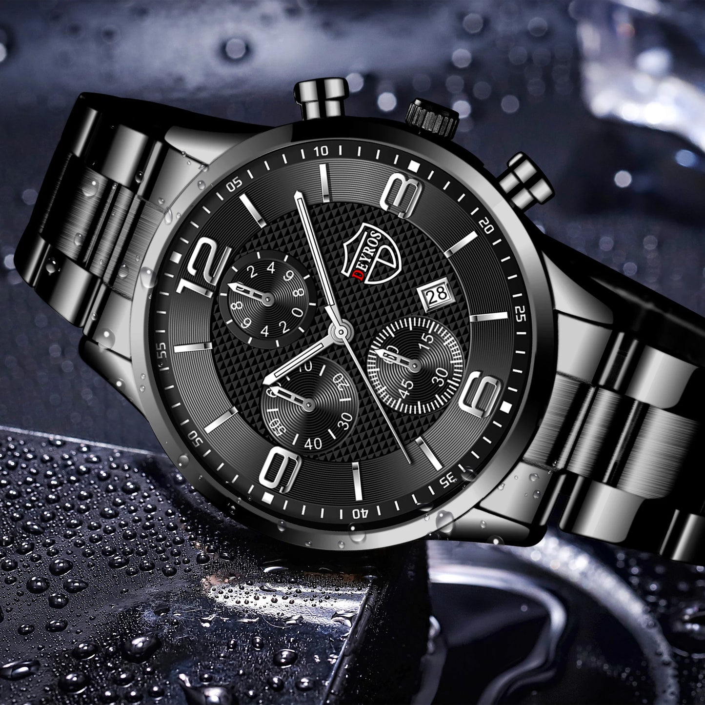 Luxury Mens Quartz Watch - Stainless Steel Leather Luminous Calendar Clock - ZOOMNSTORE