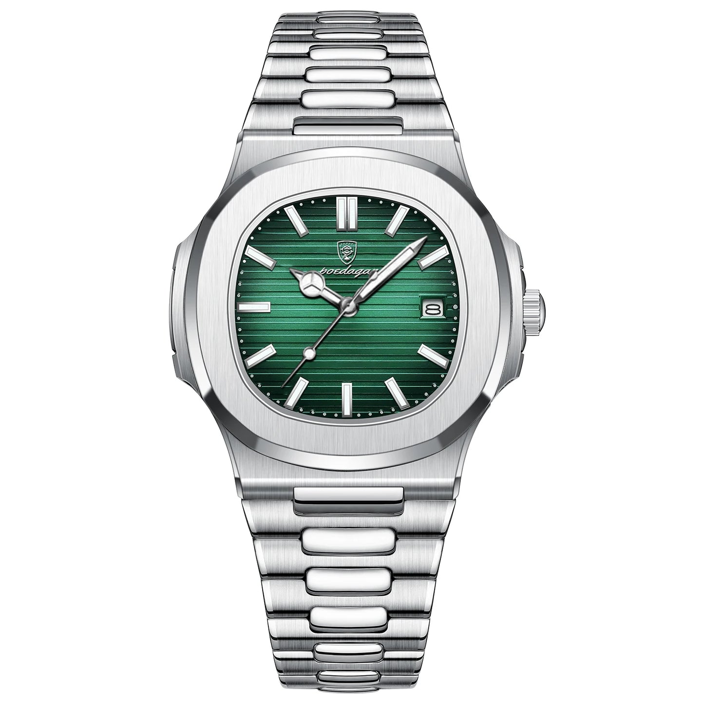 Luxury Mens Waterproof Watch - Stainless Steel Square Dial with Calendar - ZOOMNSTORE
