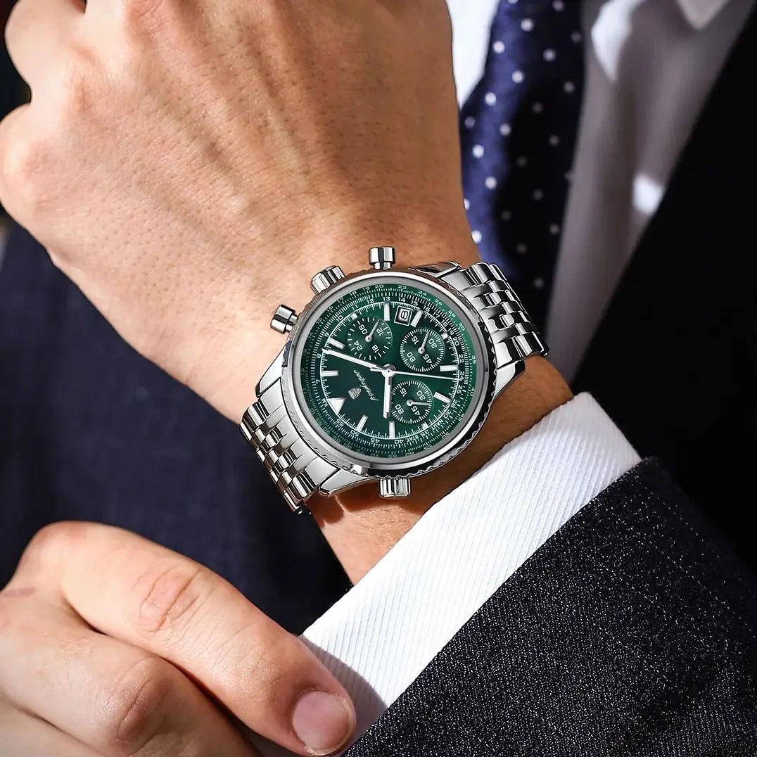 Luxury Military Mens Waterproof Chronograph Watch - Stainless Steel Quartz Timepiece - ZOOMNSTORE