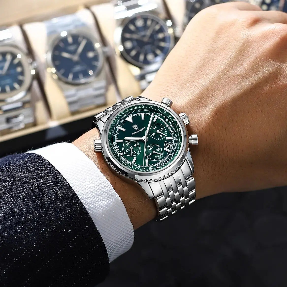 Luxury Military Mens Waterproof Chronograph Watch - Stainless Steel Quartz Timepiece - ZOOMNSTORE
