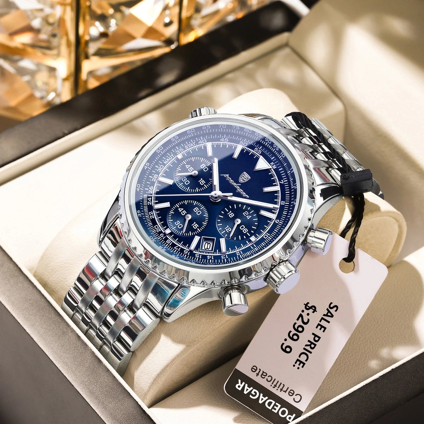 Luxury Military Mens Waterproof Chronograph Watch - Stainless Steel Quartz Timepiece - ZOOMNSTORE