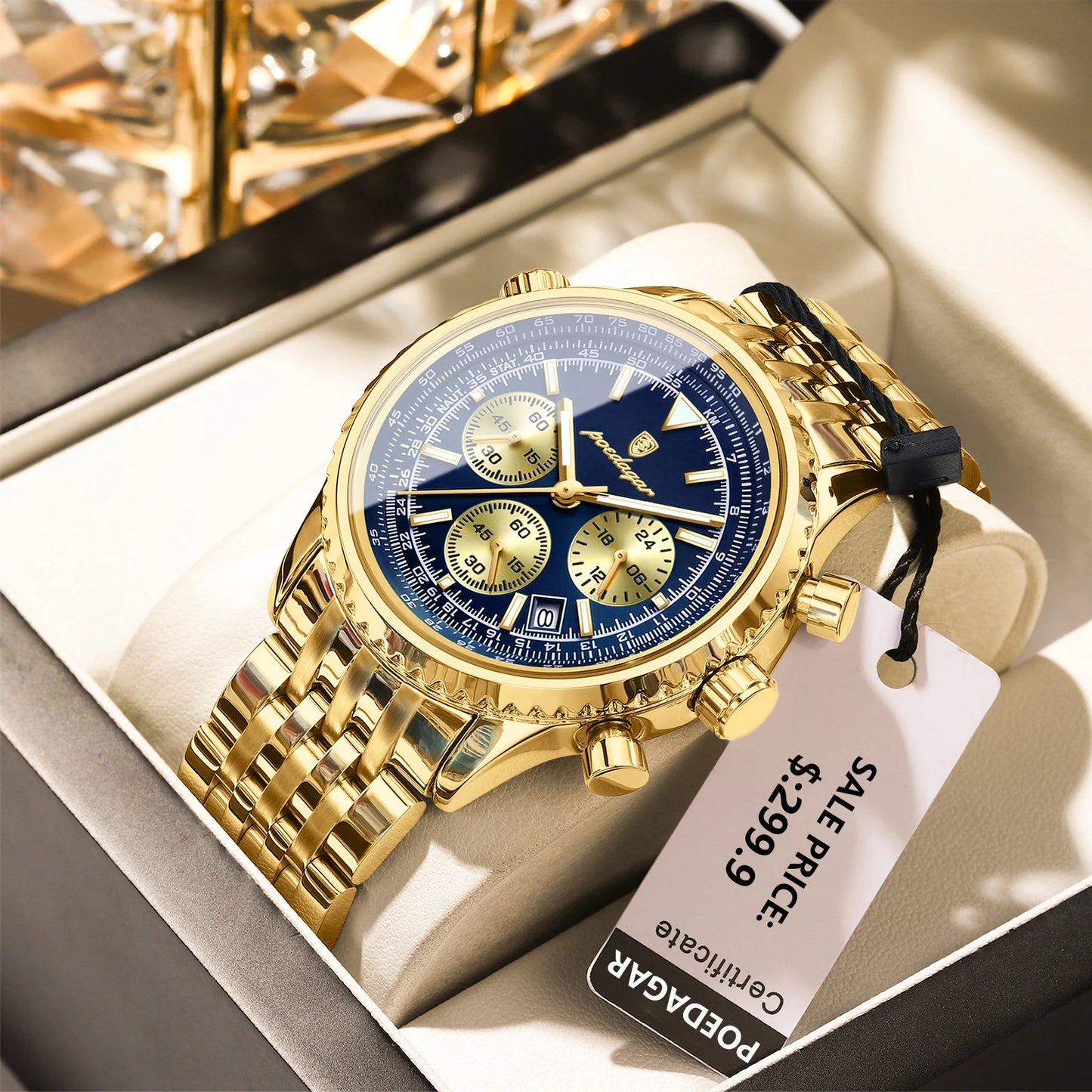 Luxury Military Mens Waterproof Chronograph Watch - Stainless Steel Quartz Timepiece - ZOOMNSTORE
