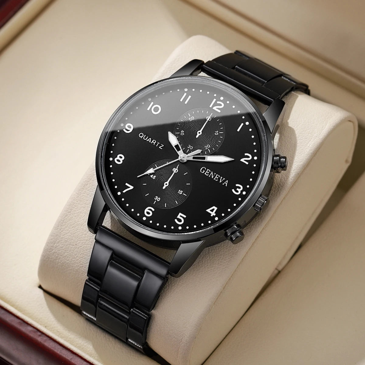 Luxury Quartz Wristwatch - Mens Business Watch With Black Dial & Roman Numerals - ZOOMNSTORE