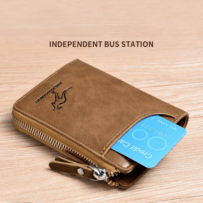 Luxury RFID Blocking Wallet - Mens Zipper Business Card Holder - ZOOMNSTORE