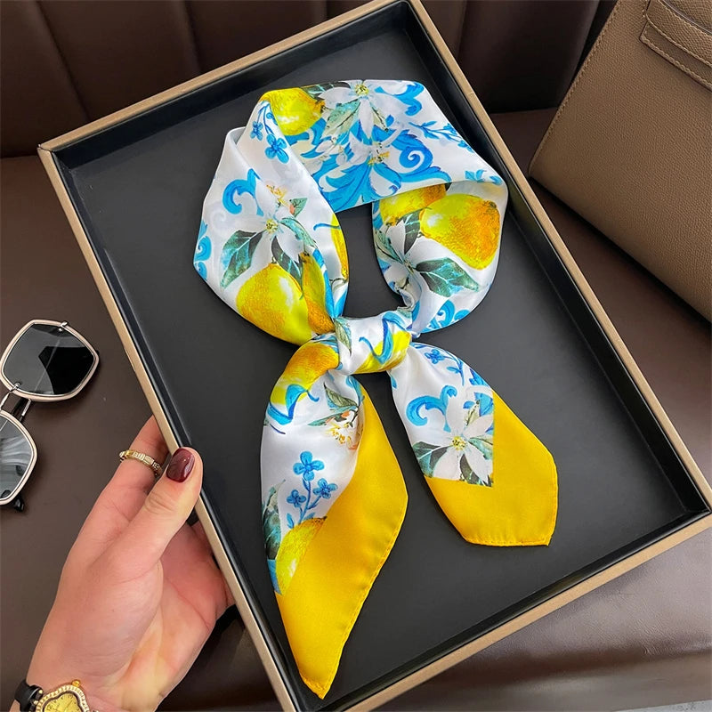 Luxury Satin Silk Scarf - Womens Fashion Shawl Hijab Neckerchief Bandana 2023 - ZOOMNSTORE