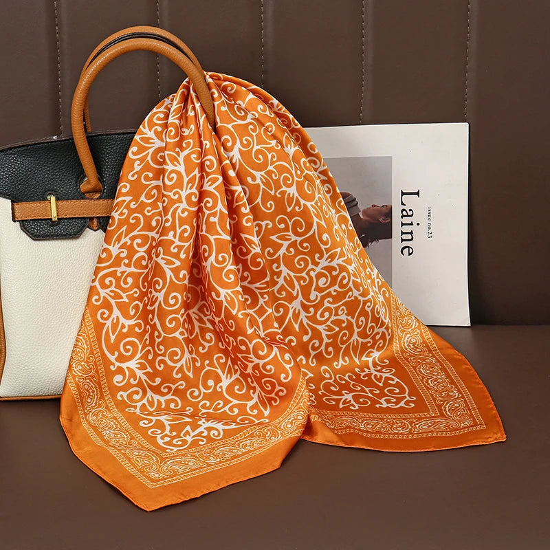 Luxury Satin Silk Scarf - Womens Fashion Shawl Hijab Neckerchief Bandana 2023 - ZOOMNSTORE