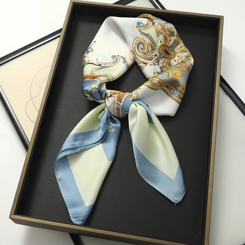 Luxury Silk Cat Print Scarf - Womens Neck Hair Tie Bandana Foulard 70cm - ZOOMNSTORE