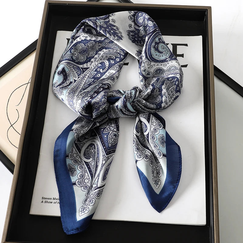 Luxury Silk Cat Print Scarf - Womens Neck Hair Tie Bandana Foulard 70cm - ZOOMNSTORE