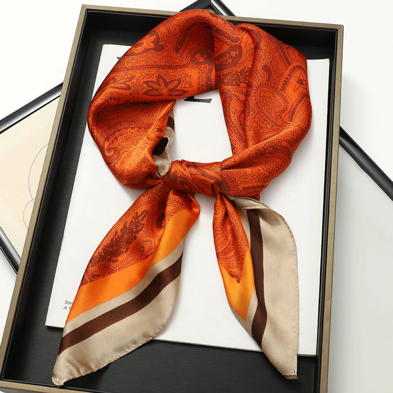 Luxury Silk Cat Print Scarf - Womens Neck Hair Tie Bandana Foulard 70cm - ZOOMNSTORE