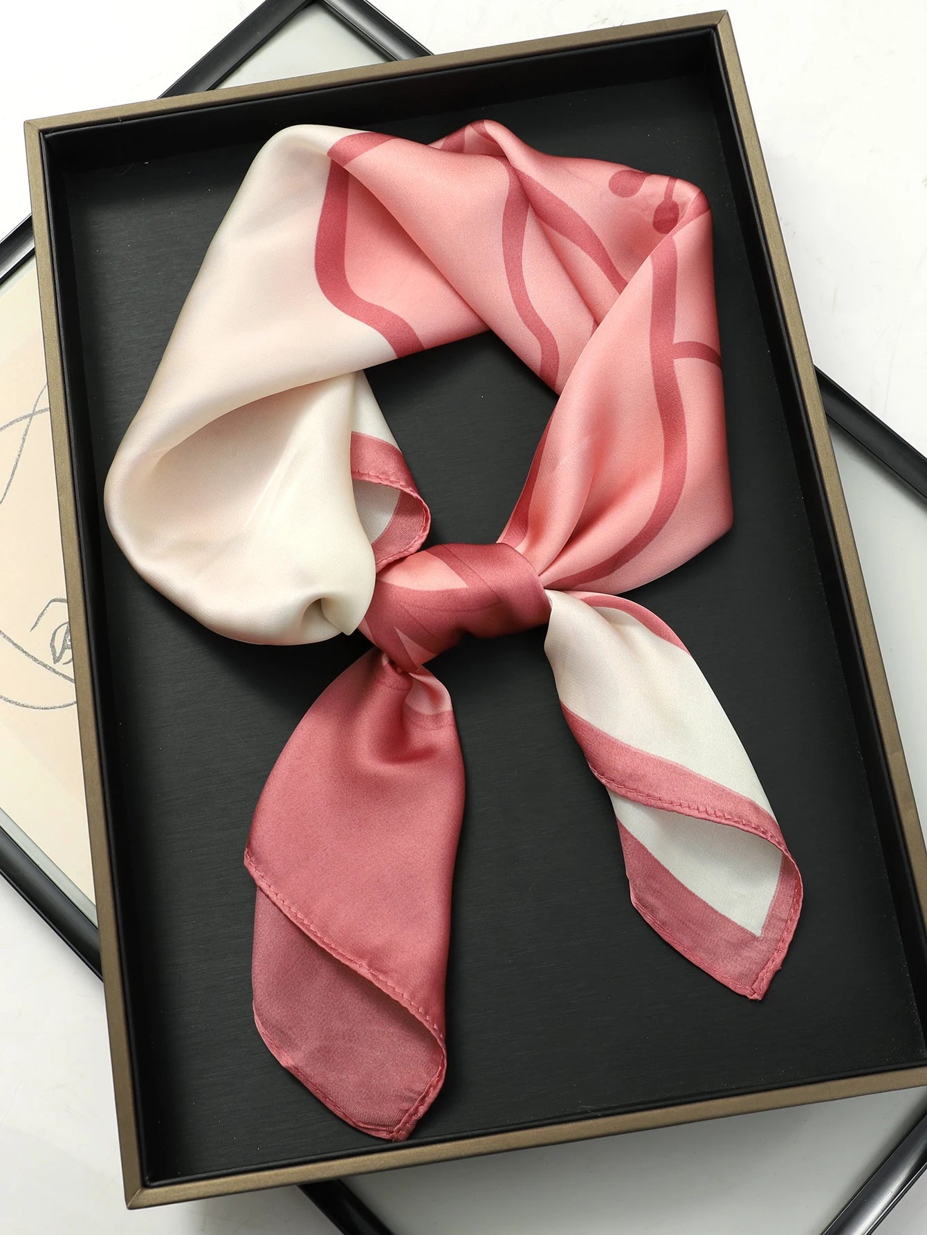 Luxury Silk Cat Print Scarf - Womens Neck Hair Tie Bandana Foulard 70cm - ZOOMNSTORE