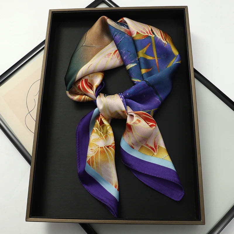 Luxury Silk Cat Print Scarf - Womens Neck Hair Tie Bandana Foulard 70cm - ZOOMNSTORE