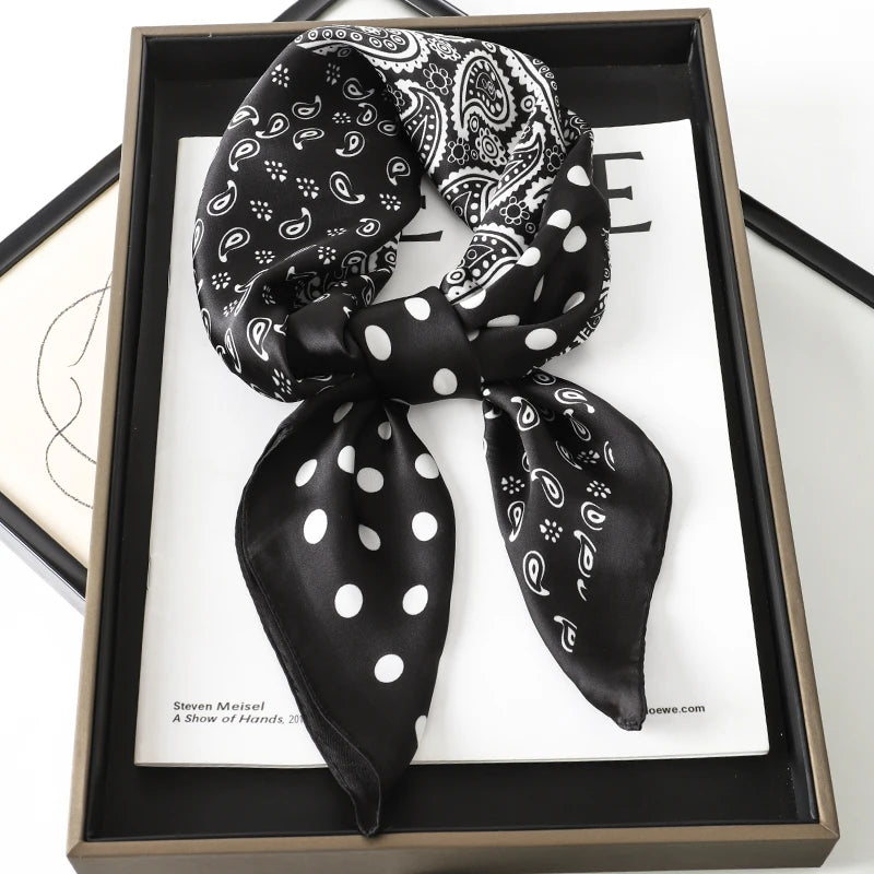 Luxury Silk Cat Print Scarf - Womens Neck Hair Tie Bandana Foulard 70cm - ZOOMNSTORE