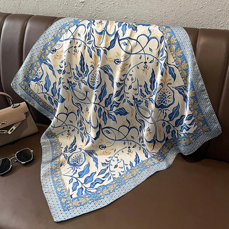 Luxury Silk Plaid Scarf - Soft Satin Neck Hair Tie for Women Foulard Hijab 2021 - ZOOMNSTORE