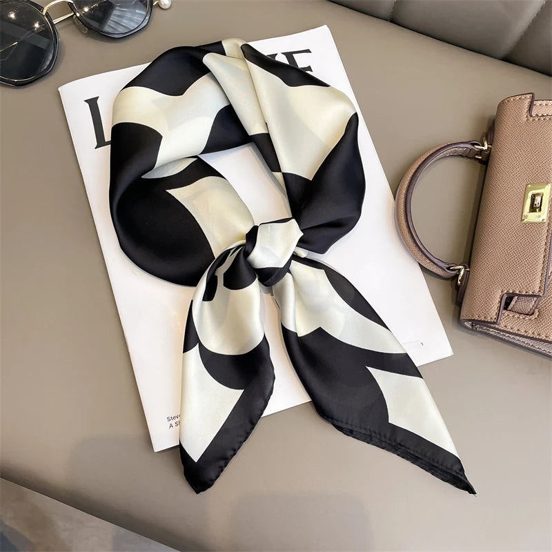 Luxury Silk Plaid Scarf - Soft Satin Neck Hair Tie for Women Foulard Hijab 2021 - ZOOMNSTORE