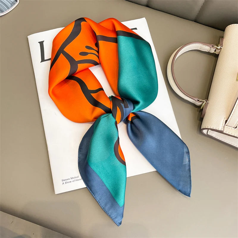 Luxury Silk Plaid Scarf - Soft Satin Neck Hair Tie for Women Foulard Hijab 2021 - ZOOMNSTORE